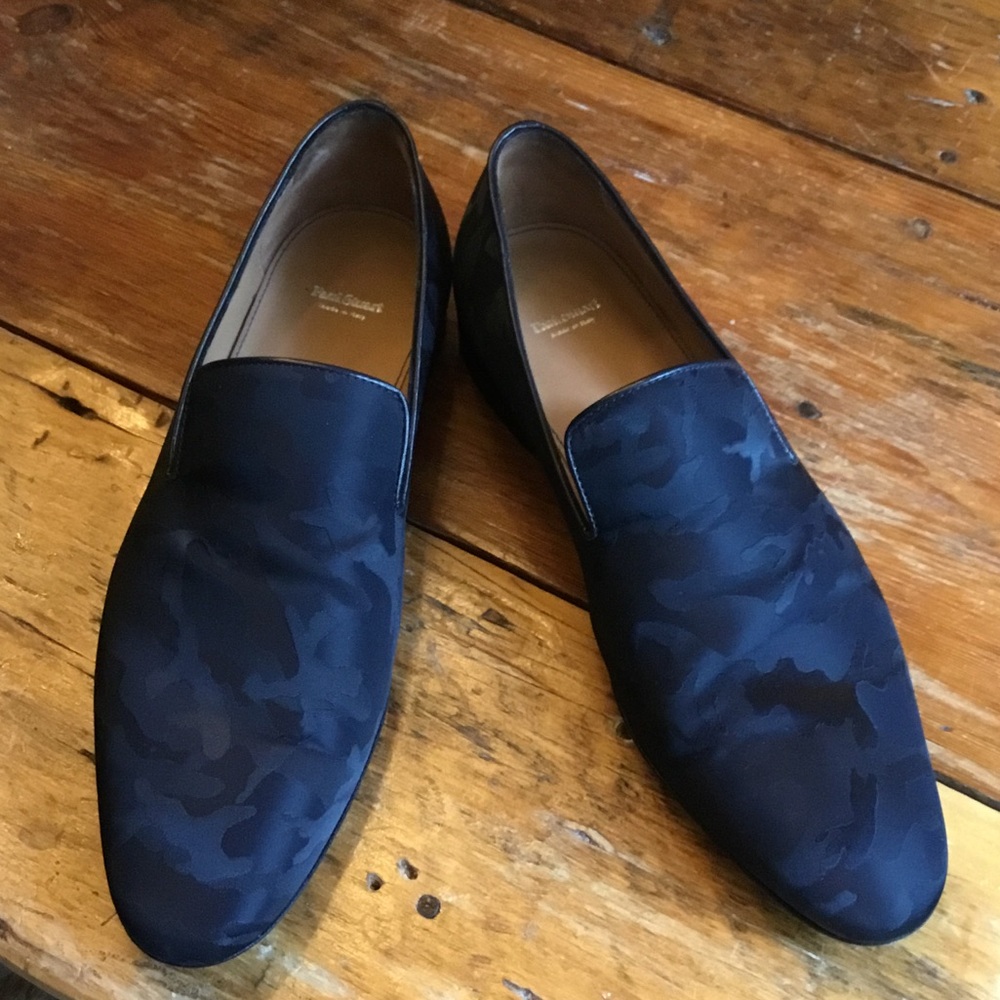 Men's Navy Paul Stuart Portland Camouflaged Slip Ons - Picture 1 of 6